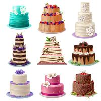 Sweet Baked Cakes Set vector