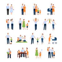 Conjunto de iconos familiares vector