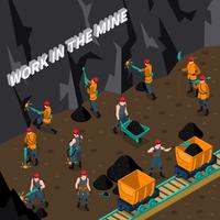 Miner People Isometric Composition vector