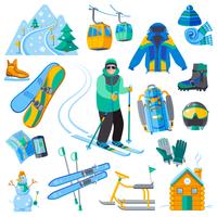 Ski resort icons vector