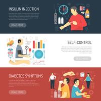 Diabetes Symptoms Horizontal Banners  vector