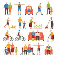Active Old People Set vector