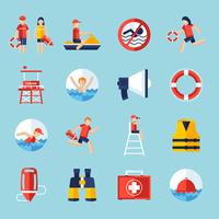 Lifeguard icons set vector