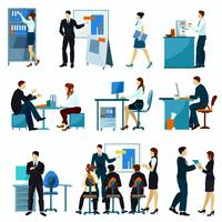 Office Workers Flat Set vector