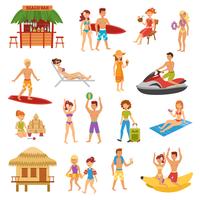 Beach flat set vector