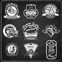 Conjunto de emblemas de pizarra de pizza vector