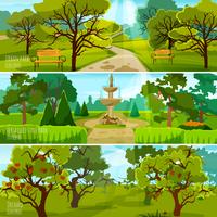 Banners de paisaje de jardín vector