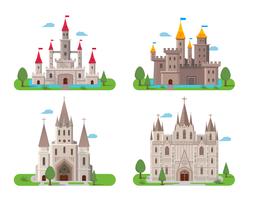 Medieval ancient castles set vector