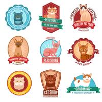 Conjunto emblema gatos vector