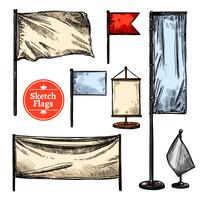  Sketch Flags Set vector