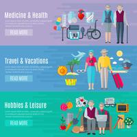 Pensioners Life Banners Set  vector