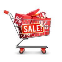 Sale Full Shopping Cart Red Pictogram vector