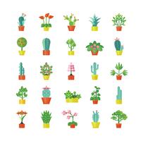 House Plants Flat Icons Set  vector