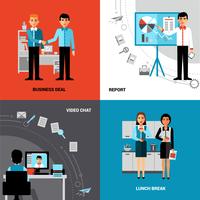  Business People 4 Flat Icons Composition  vector