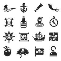 Piratas Black Icons Set vector