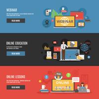 Online Education Flat Horizontal Banners vector