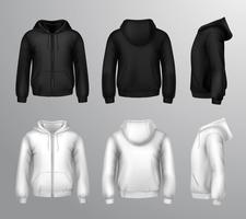 Black And White Male Hooded Sweatshirts  vector