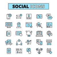 Conjunto de iconos de línea de medios sociales