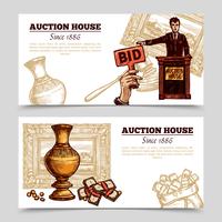 Auction House Hand Drawn Banners vector