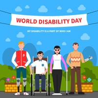 People With Disabilities Support Flat Poster  vector