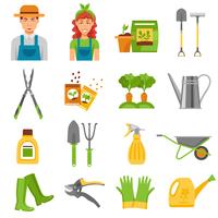 Gardener Tools Accessories Flat Icons Set  vector