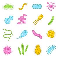 Conjunto de iconos de bacterias vector