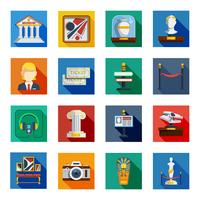 Museum Flat Squared Icon Set vector
