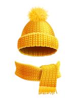Knitted Hat And Scarf Flat Illustration  vector