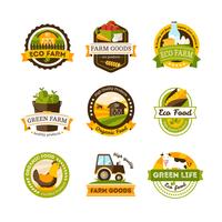 Organic Food Farm Emblems vector