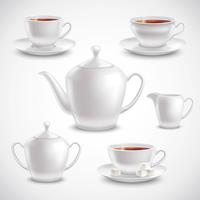 Realistic Tea Set vector