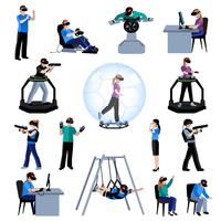Virtual Augmented Reality Flat Pictogram Collection  vector