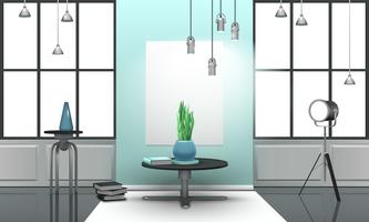Realistic Loft Interior In Light Tones