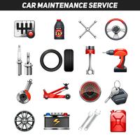 Car Maintenance Service Flat Icons set vector