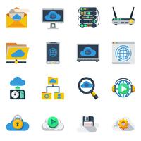 Servicio de nube iconos de colores planos vector