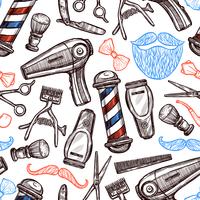 Atributos de la barbería Doodle de patrones sin fisuras vector