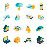 Tax Isometric Icons Set  vector