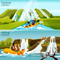 Rafting canotaje Kayak composiciones vector
