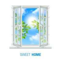 Open Window Sunny Day realistic Icon  vector