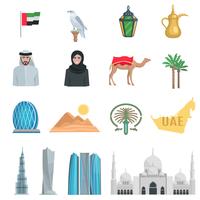 Emiratos Árabes Unidos iconos planos vector