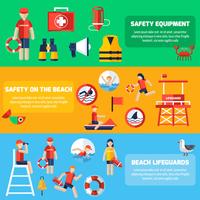 Life Guard Flat Banners Set vector