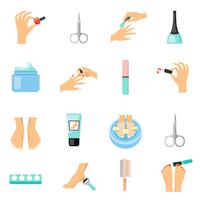 Manicure And Pedicure Flat Icons Set  vector