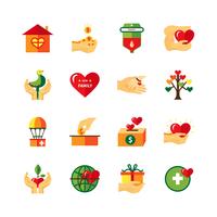 Charity Symbols Flat Icons Set  vector