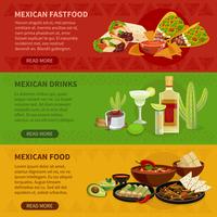 Conjunto de Banners horizontales de comida mexicana 3 vector