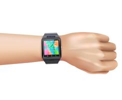 Reloj inteligente realista en mano vector