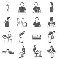  Spine Diseases Black Icons vector