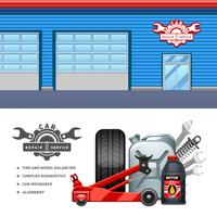 Car Service 2 Flat Banners Set  vector