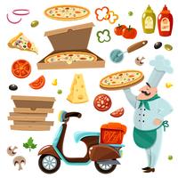 Pizza Cartoon Set vector