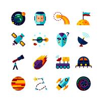 Space Symbols Flat Icons Set vector