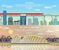 Singapore Cultural Travel 2 Flat Banners vector