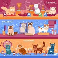 Conjunto de banners de gatos vector